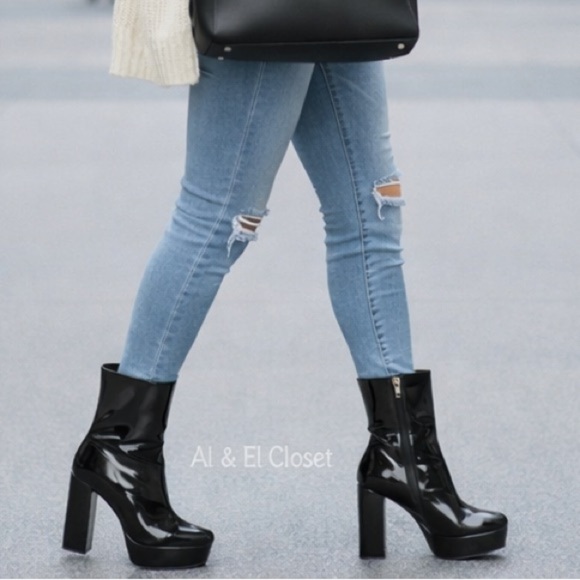 Guess Shoes - Guess BYRA Women’s Platform Block Heel Ankle Boots Black Patent, Size 10 NWB